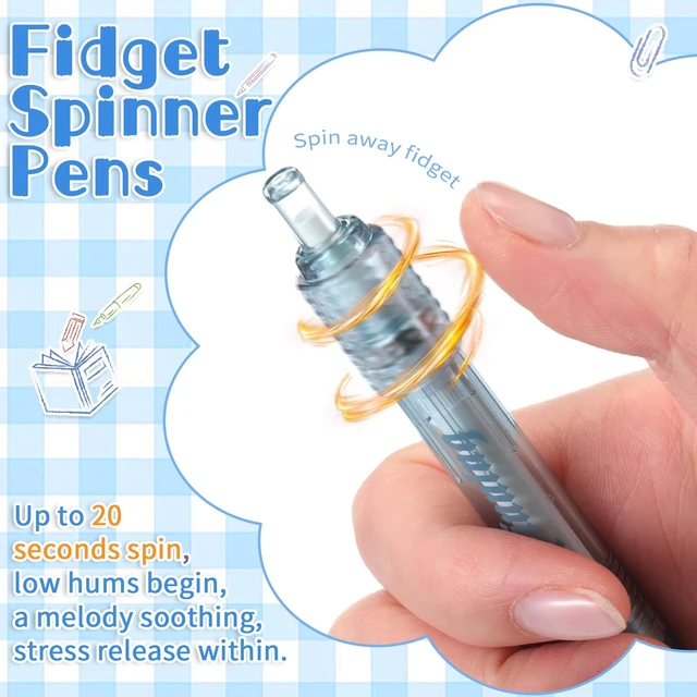 Alt view image 3 of 7 - 24 Pcs Fidget Spinner Pens for Adults Black Ink Gel Pens, Cylinder Fidget Pens with Fidget Ball Stress Relief Pen Spinning Pen for Office Supplies Journaling