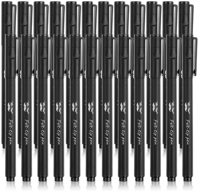 Main image of Black Felt Tip Pens, Fine Point, 24 Pack, Fast Drying, No Smear Bulk Bible Journaling Pens No Bleed-Through for Planners, Sketching, Writing