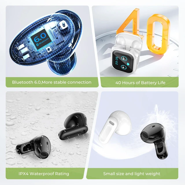 Alt view image 5 of 7 - NE20 Earbuds, 2025 New NE20 AI Translation Earbuds in Real Time, Language Translator Headphones with LCD Touch Screen Audifonos Traductores Inglés Español Support 140 Languages for Travel White