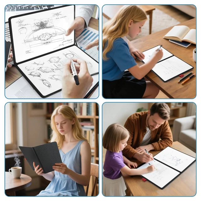 Alt view image 6 of 7 - A5 Pocket White Board - Double-Sided Dry Erase Board 8.5x6 inch - Ultra-Thin Portable Whiteboard with Markers & Erase Anti-Ghosting Surface for Office Home School Student (Pink)