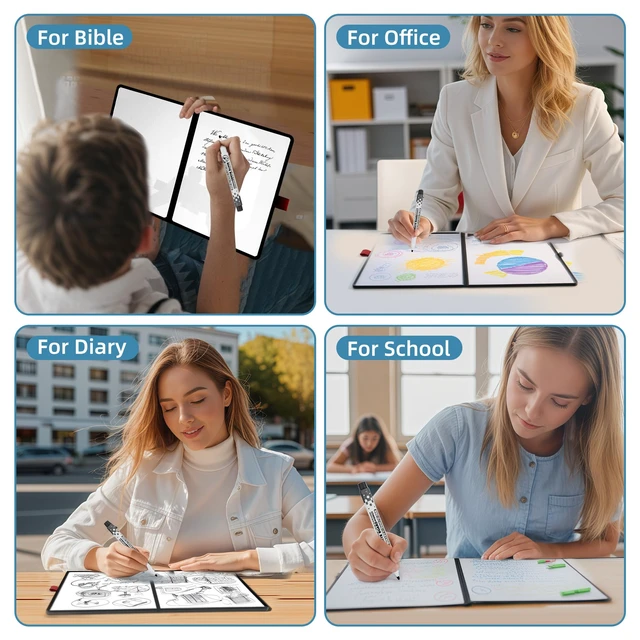 Alt view image 5 of 7 - A5 Pocket White Board - Double-Sided Dry Erase Board 8.5x6 inch - Ultra-Thin Portable Whiteboard with Markers & Erase Anti-Ghosting Surface for Office Home School Student (Pink)