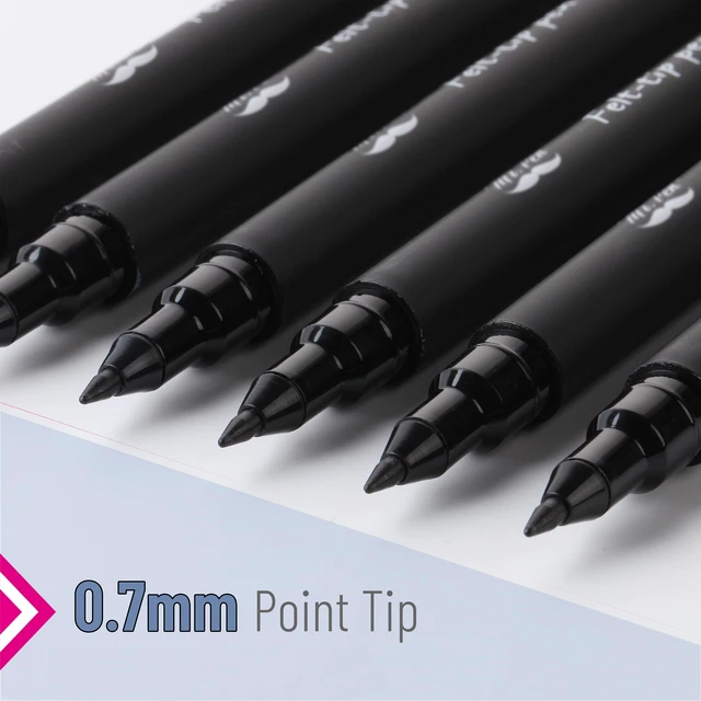 Alt view image 4 of 7 - Black Felt Tip Pens, Fine Point, 24 Pack, Fast Drying, No Smear Bulk Bible Journaling Pens No Bleed-Through for Planners, Sketching, Writing