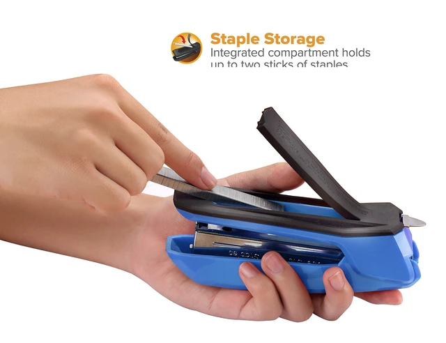 Alt view image 7 of 7 - Office Ascend 3 in 1 Stapler, 20 Sheet Capacity, Integrated Remover & Staple Storage, 42 Staples Included, Lightweight, Blue