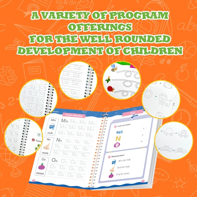 Alt view image 3 of 7 - Magic Grooved Writing Practice for Kids, Reusable Grooved Workbook Handwriting Practice for Kids Ages 3-8 - with Disappearing Ink, Letters Numbers & Tracing Books, Large Preschool Gift Set