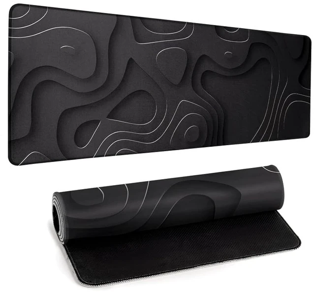 Main image of Large Anime Gaming Mouse Pad Black Solid Geometry Desk Pad Computer Keyboard Mat Non-Slip Rubber Base Office Decor Waterproof Mouse Mat