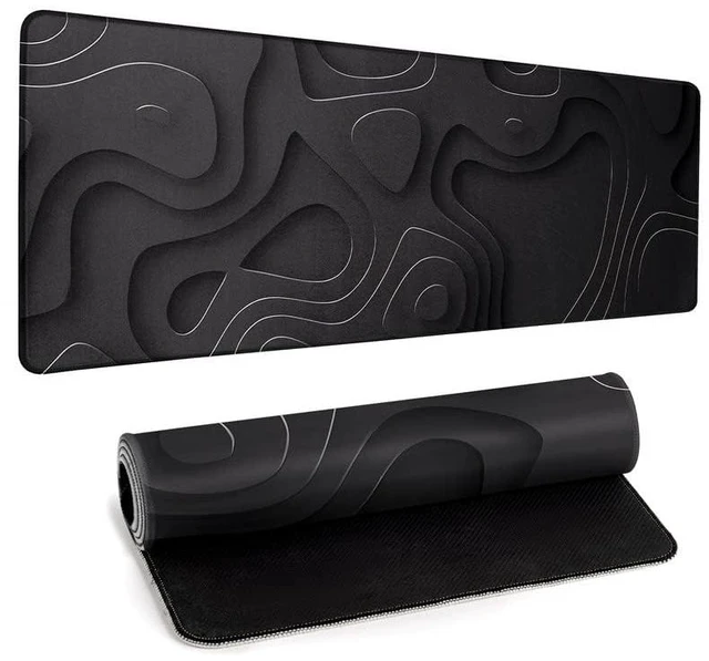 Alt view image 2 of 7 - Large Anime Gaming Mouse Pad Black Solid Geometry Desk Pad Computer Keyboard Mat Non-Slip Rubber Base Office Decor Waterproof Mouse Mat