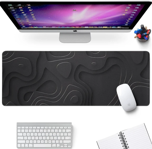Alt view image 3 of 7 - Large Anime Gaming Mouse Pad Black Solid Geometry Desk Pad Computer Keyboard Mat Non-Slip Rubber Base Office Decor Waterproof Mouse Mat