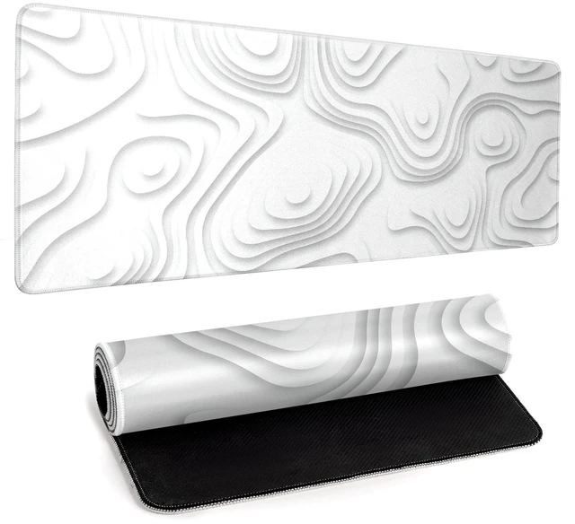 Main image of Solid Geometry Large Gaming Mouse Pad White Mouse Pad Gaming Big Desk Pad Desk Mat with Stitched Edge 31.5''x11.8'' Computer Mousepad Waterproof Desk Protector