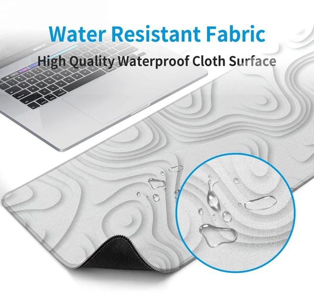 Alt view image 4 of 7 - Solid Geometry Large Gaming Mouse Pad White Mouse Pad Gaming Big Desk Pad Desk Mat with Stitched Edge 31.5''x11.8'' Computer Mousepad Waterproof Desk Protector
