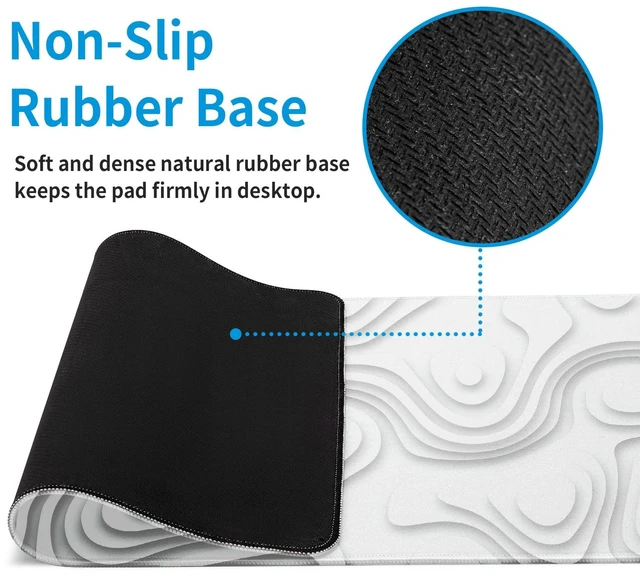 Alt view image 5 of 7 - Solid Geometry Large Gaming Mouse Pad White Mouse Pad Gaming Big Desk Pad Desk Mat with Stitched Edge 31.5''x11.8'' Computer Mousepad Waterproof Desk Protector