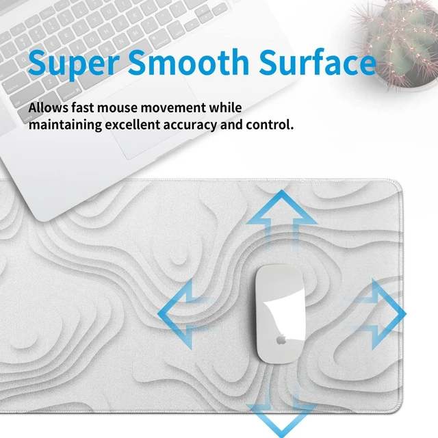 Alt view image 7 of 7 - Solid Geometry Large Gaming Mouse Pad White Mouse Pad Gaming Big Desk Pad Desk Mat with Stitched Edge 31.5''x11.8'' Computer Mousepad Waterproof Desk Protector