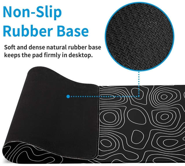 Alt view image 5 of 7 - Black Topography Contour Gaming Mouse Pad Large Anime Topographic Map Mousepad Extended Mouse Pad Gaming Big Desk Pad Keyboard Pad with Stitched Edge Non-Slip Rubber Base