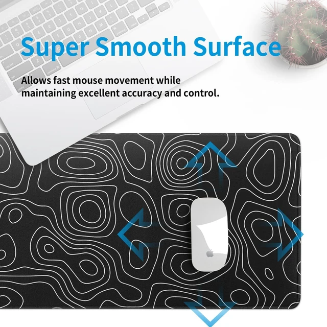 Alt view image 7 of 7 - Black Topography Contour Gaming Mouse Pad Large Anime Topographic Map Mousepad Extended Mouse Pad Gaming Big Desk Pad Keyboard Pad with Stitched Edge Non-Slip Rubber Base