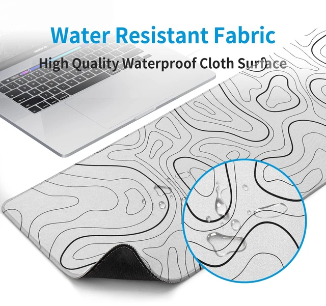 Alt view image 4 of 7 - White Big Mousepad for Gaming Large Topographic Map Washable Desk Pad with Stitched Edge Office Supplies and Decor 31.5''x11.8'' Computer Keyboard Protector