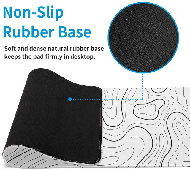 Alt view image 5 of 7 - White Big Mousepad for Gaming Large Topographic Map Washable Desk Pad with Stitched Edge Office Supplies and Decor 31.5''x11.8'' Computer Keyboard Protector