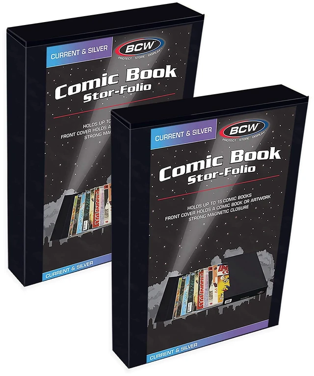 Main image of Comic Book Stor-Folio Travel Cases, Holds 15 Bagged Comics, 2 Pack Hard magnetic folios hold 15 bagged and boarded or about 20 loose comics, with label pockets for conventions and storage
