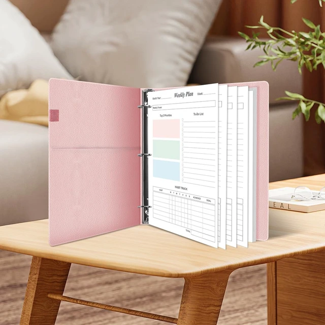 Alt view image 5 of 7 - (2-Pack) 3-Hole Weekly Planner Refills - 106 Sheets/212 Pages Colorful Weekly Planner for 3 Ring Binders, 100 gsm White Paper, Lasts 2 Year, Undated, 8.5'' x 11''