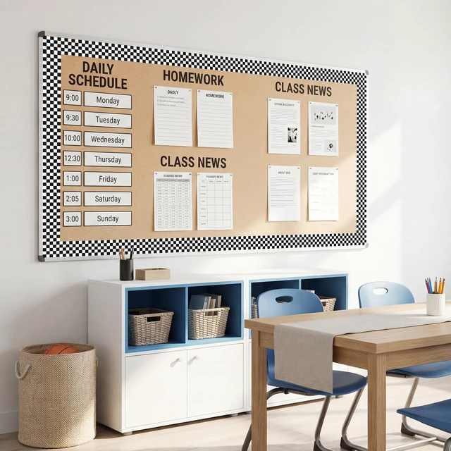 Alt view image 4 of 7 - 48 ft x 2.76 Inch Magnetic Checkerboard Border,Black and White Gingham Bulletin Board Trim Decoration, Reusable Whiteboard Magnetic Strips Roll for School Office Chalkboard