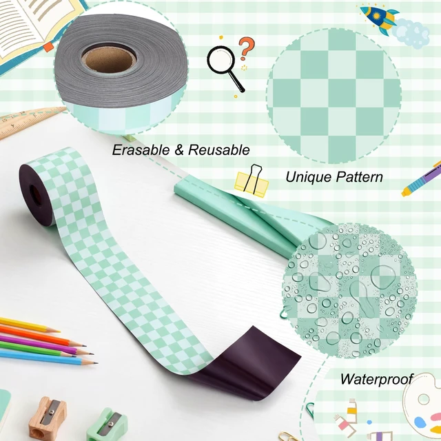 Alt view image 3 of 7 - 48 ft x 2.76 Inch Magnetic Checkerboard Border,Green