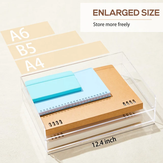 Alt view image 4 of 6 - 4 Tier Paper Organizer Letter Tray Acrylic Desk File Organizer Heavy Duty Stackable Document, Clear Letter Paper Holder, 12.4 x 8.9 x 1.7 Inches Sorter Office Tray for A4, Home Office Pad
