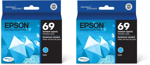 Main image of 69 DURABrite Ultra Ink Cyan For CX-6000, CX-7000F, CX-7400, CX-8400, CX-9400, CX-9475, NX-400, NX-415, NX-510, NX-515, WF-1100, WF-500, WF-600, WF-610, WF-615 and other select models (Pack of 2)