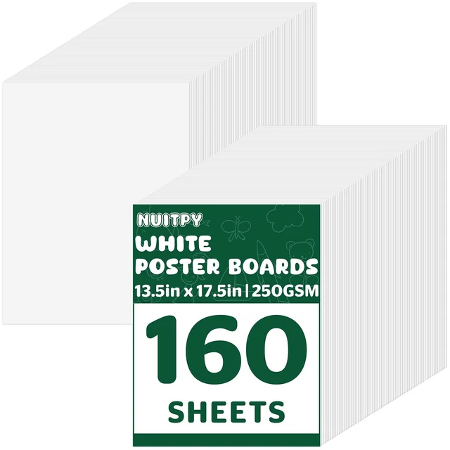 Main image of 160 Sheets Poster Board, 13.5in x 17.5in White Poster Paper Bulk, 250GSM Poster Boards Paper Bulk for Craft, Drawing, DIY Project, Presentations, Display, Sign