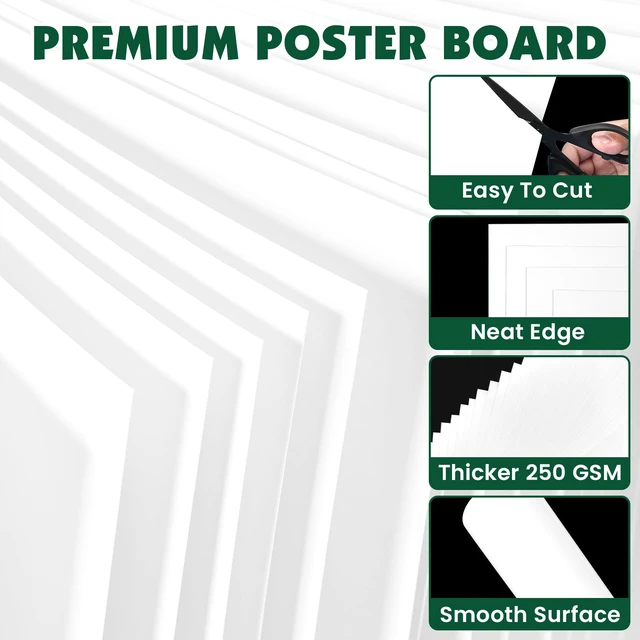 Alt view image 4 of 7 - 160 Sheets Poster Board, 13.5in x 17.5in White Poster Paper Bulk, 250GSM Poster Boards Paper Bulk for Craft, Drawing, DIY Project, Presentations, Display, Sign