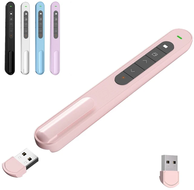 Main image of Presentation Clicker for Powerpoint Presentations, Pink, A Long-Range Wireless Presenter Remote, Magnetic USB Receiver, PowerPoint Clicker Compatible with Windows/Android/macOS/Linux