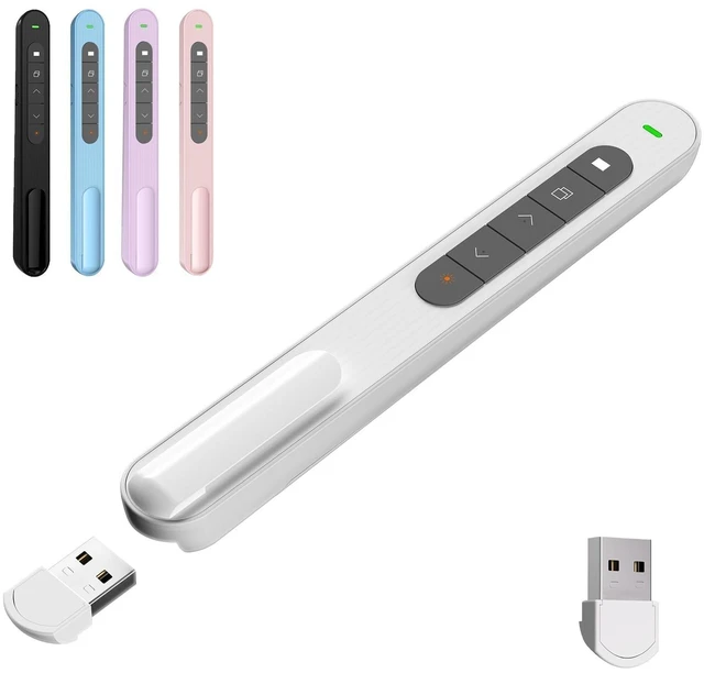 Main image of Presentation Clicker for Powerpoint Presentations, White, A Long-Range Wireless Presenter Remote, Magnetic USB Receiver, PowerPoint Clicker Compatible with Windows/Android/macOS/Linux