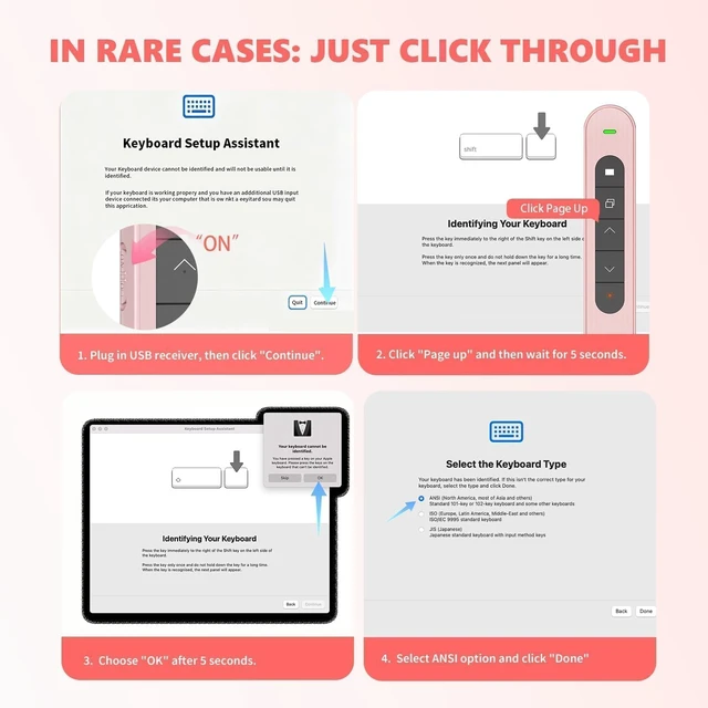 Alt view image 6 of 6 - Presentation Clicker for Powerpoint Presentations, Pink, A Long-Range Wireless Presenter Remote, Magnetic USB Receiver, PowerPoint Clicker Compatible with Windows/Android/macOS/Linux