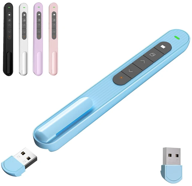 Main image of Presentation Clicker for Powerpoint Presentations, Blue, A Long-Range Wireless Presenter Remote, Magnetic USB Receiver, PowerPoint Clicker Compatible with Windows/Android/macOS/Linux