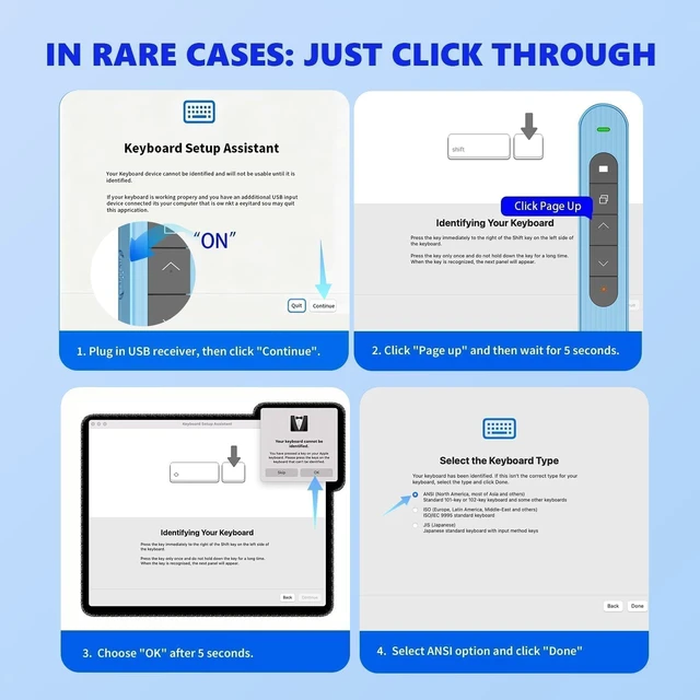 Alt view image 6 of 6 - Presentation Clicker for Powerpoint Presentations, Blue, A Long-Range Wireless Presenter Remote, Magnetic USB Receiver, PowerPoint Clicker Compatible with Windows/Android/macOS/Linux