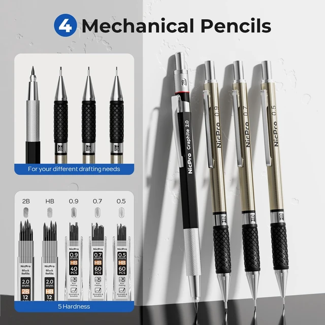 Alt view image 3 of 7 - 30PCS Professional Drafting Tools & Geometry Set with Case Architect Protractor Set, Metal Mechanical Pencil Pen, Scale Metal Ruler, 5 Drawing Templates for Interior Design House Plan