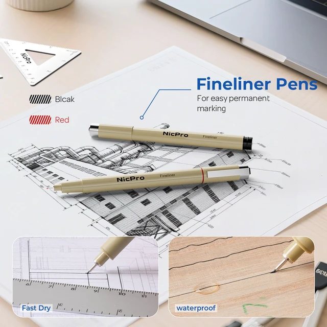 Alt view image 6 of 7 - 30PCS Professional Drafting Tools & Geometry Set with Case Architect Protractor Set, Metal Mechanical Pencil Pen, Scale Metal Ruler, 5 Drawing Templates for Interior Design House Plan