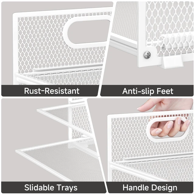 Alt view image 4 of 7 - Paper Organizer for Desk with Handle, 6-Tier Metal Mesh File Organizer, Stackable Letter Tray for Office Documents & Stationery Storage