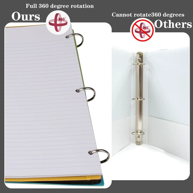 Alt view image 3 of 7 - Pivotable Refillable Notebook, 3 Ring Binder Notebooks 1 Inch, Notebook with Dividers and Pockets, Folder Notebook, Flexible Binder, Soft Binders 3 Ring, Foldable Binder- White