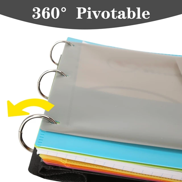 Alt view image 4 of 7 - Pivotable Refillable Notebook, 3 Ring Binder Notebooks 1 Inch, Notebook with Dividers and Pockets, Folder Notebook, Flexible Binder, Soft Binders 3 Ring, Foldable Binder- White