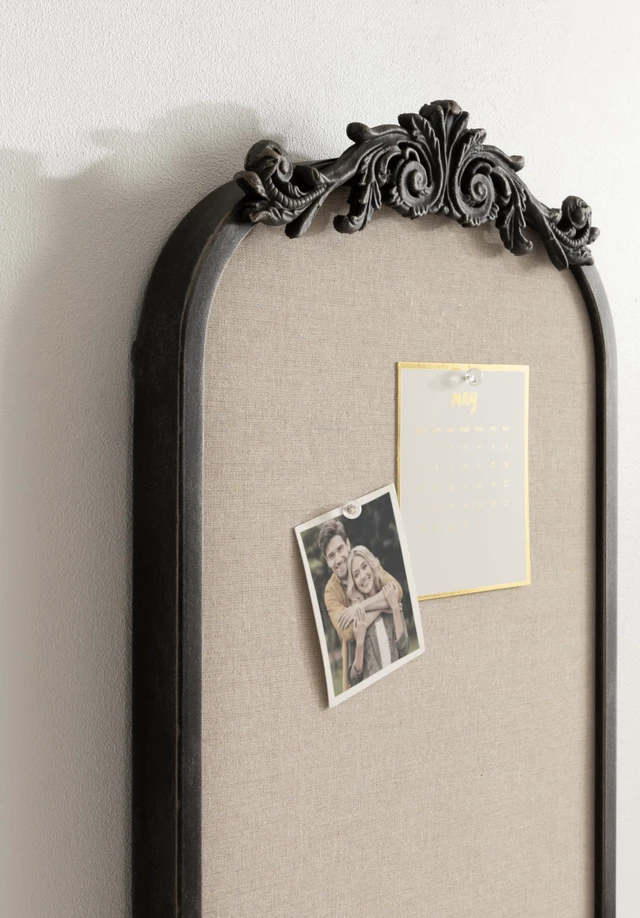 Alt view image 5 of 7 - Arendahl Arch Pinboard, 13 x 25, Black, Framed Arched Ornate Vintage Cork Board for Use as Motivational Vision Board or Wall Organizer