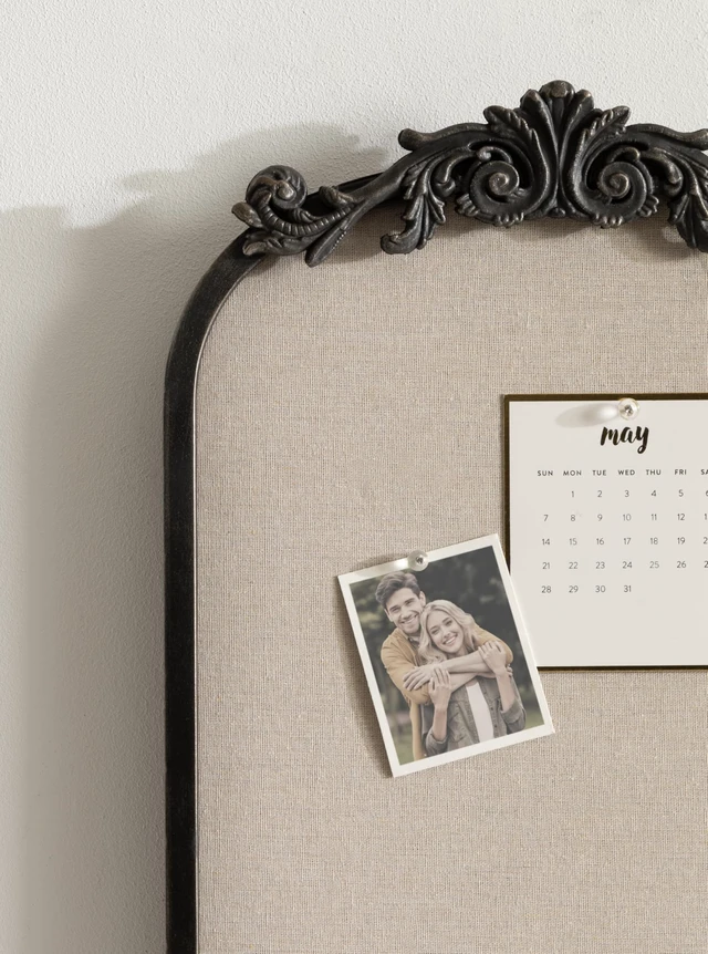 Alt view image 6 of 7 - Arendahl Arch Pinboard, 13 x 25, Black, Framed Arched Ornate Vintage Cork Board for Use as Motivational Vision Board or Wall Organizer