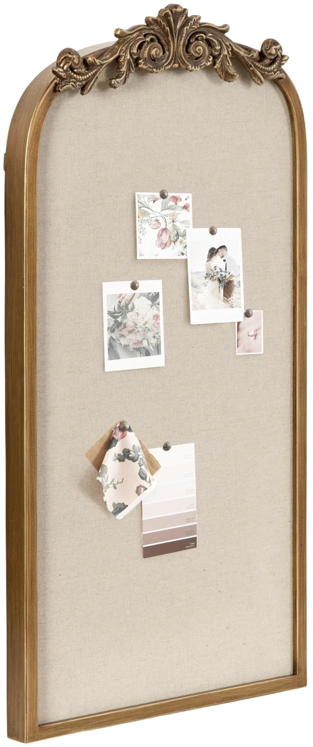 Main image of Arendahl Arch Pinboard; Gold; 13 x 25; Framed Arched Ornate Vintage Cork Board for Unique Display; Organization; and Decor Options