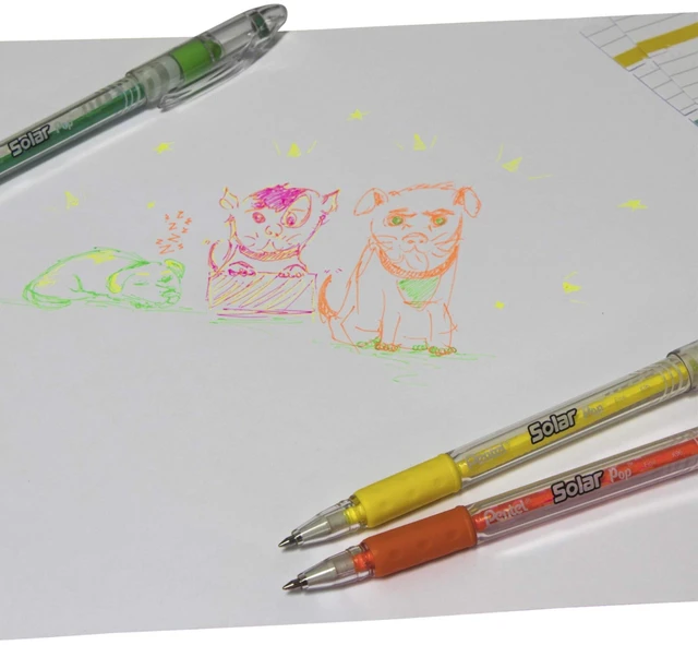Alt view image 3 of 5 - Solar Pop Neon Gel Pen, 0.6mm Fine Line, Assorted Colors, Pack of 4 (K96BP4M)