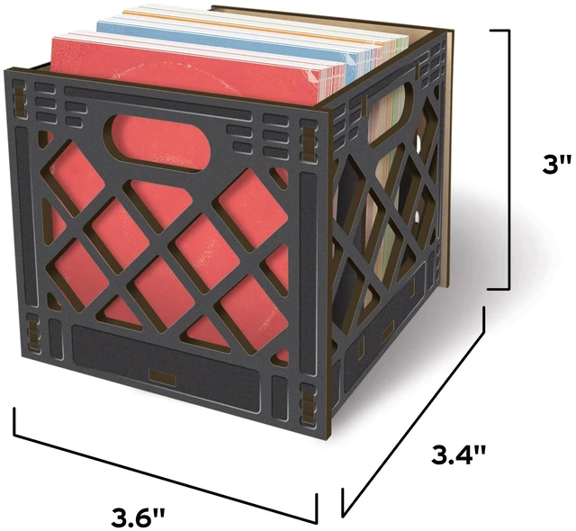 Alt view image 2 of 5 - Genuine for THE Record, Milk Crate Notecard Holder, Includes 64 Vinyl-Inspired Note Cards