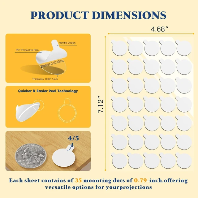 Alt view image 2 of 7 - Double Sided Sticky Adhesive Dots 350pcs Easy to Peel Sticky Putty,Clear Removable Mounting Putty, Double Sided Tape Dots for Walls,Crafts, Posters, Balloons, and Classroom Decor