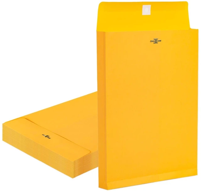 Main image of Manilla Envelopes 10x13, 180 GSM Heavyweight Expandable, Clasp and Gummed Seal, For Documents, Home, Office, Business Mailing and Storing, 25 Pack
