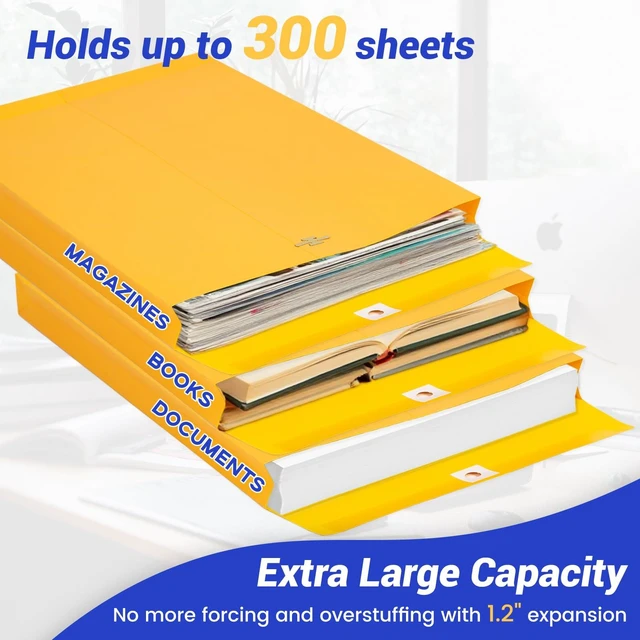 Alt view image 3 of 7 - Manilla Envelopes 10x13, 180 GSM Heavyweight Expandable, Clasp and Gummed Seal, For Documents, Home, Office, Business Mailing and Storing, 25 Pack