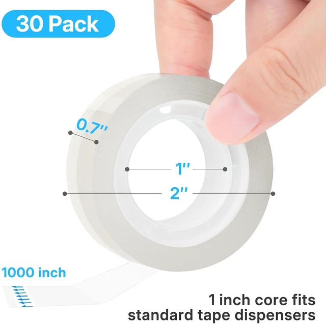 Alt view image 2 of 7 - 30 Rolls Tape Refills, Clear, 0.7" x 1000" Transparent Glossy Tape, All-Purpose, Ideal for Office, Home and School