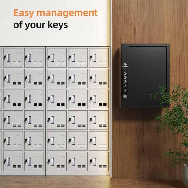 Alt view image 6 of 7 - 60 Biometric Key Lock Box with Code,Key Box Wall Mount with Drop Slot Key Cabinet with Combination Key Lock, Key Tag, LED Light, Backlit Keypad, Key Safe for Hotel Office Company Car Dealerships