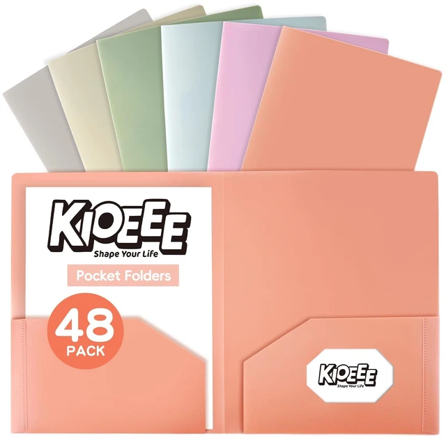Main image of Plastic Folders with Pockets,Heavy Duty Plastic Folders with 2 Pocket and Business Card Slot,Fit Letter Size Paper,Assorted Color for School and Office (48)