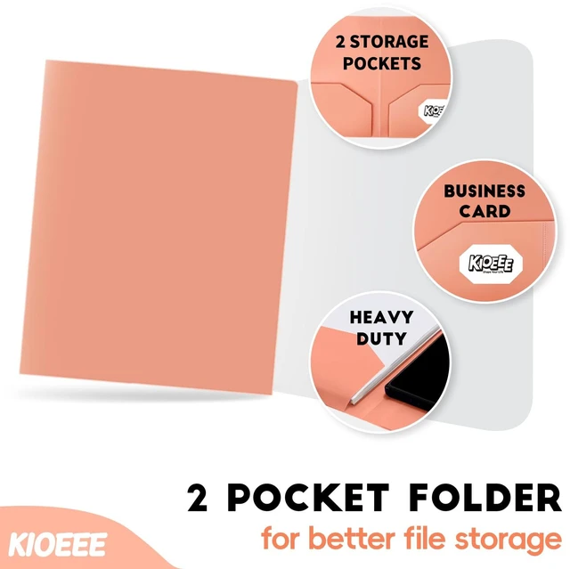 Alt view image 4 of 7 - Plastic Folders with Pockets,Heavy Duty Plastic Folders with 2 Pocket and Business Card Slot,Fit Letter Size Paper,Assorted Color for School and Office (48)
