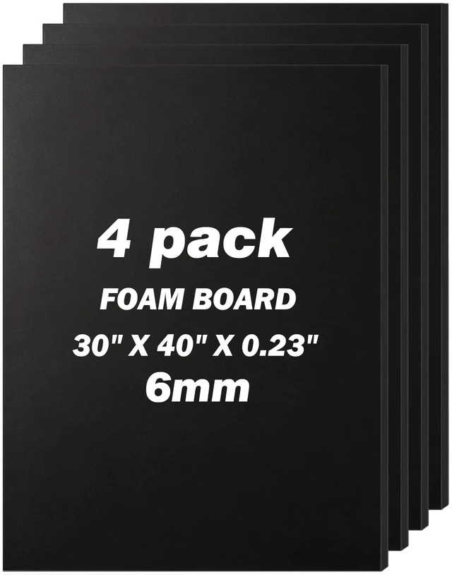 Main image of 4 Pack Foam Board 30"x40", 0.23" Thick Black Poster Board, Acid-Free Double Sided Foam Core Board for Presentation Art, Display, Office, School Projects, Crafting, Sign Making